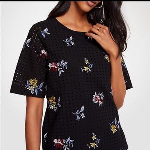 Black Ann Taylor Eyelet Top